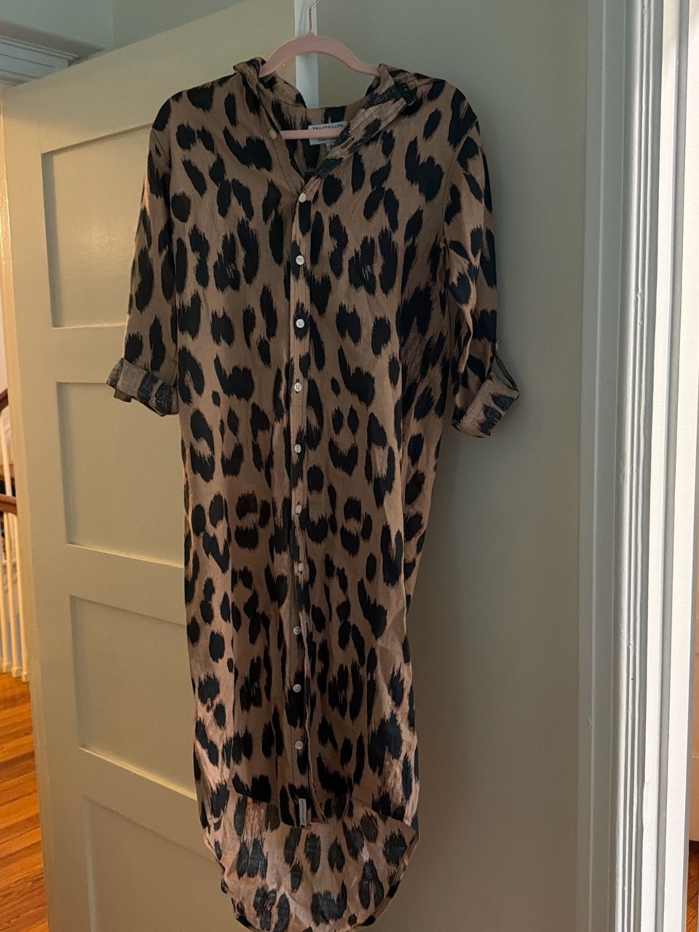 Leopard Print Button-Down Shirt Dress - Brown and Black